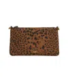 Pinko Compact Brown Leather Shoulder Bag With Animal Print In Brown