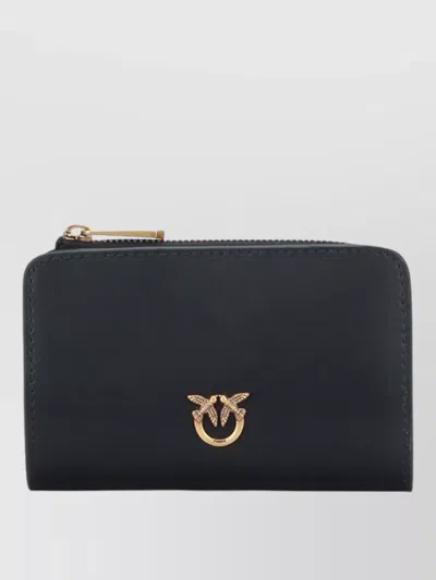 Pinko Compact Leather Mini Wallet Gold Hardware