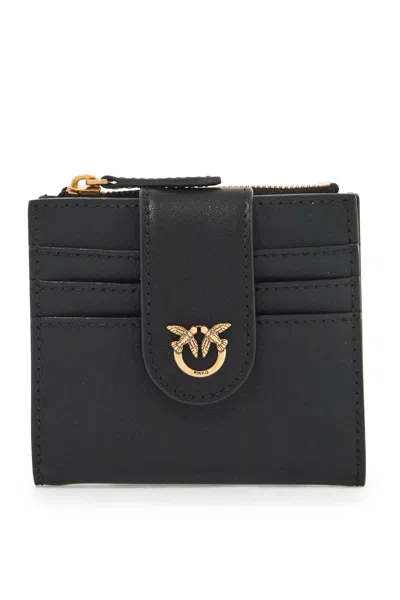 Pinko Compact Leather Wallet In Black