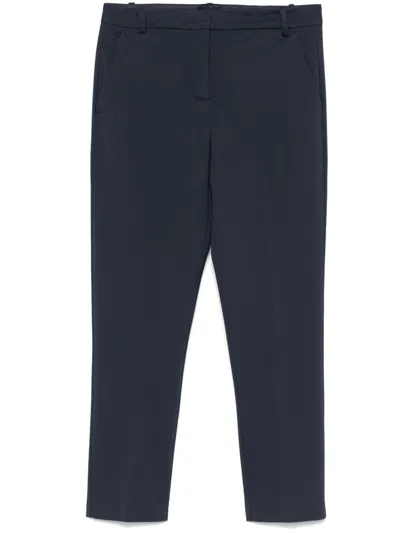 Pinko Concealed Front Trousers With Side Slit Pockets In Blue