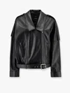 Pinko Cropped Leather Jacket With Asymmetrical Zip In Black