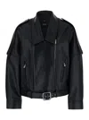 Pinko Cropped Leather Jacket With Asymmetrical Zip