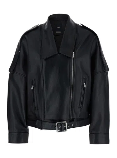 PINKO PINKO CONFINE LEATHER BIKER JACKET