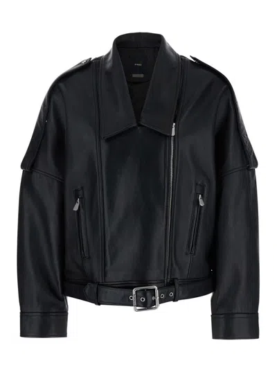 PINKO PINKO CONFINE LEATHER BIKER JACKET