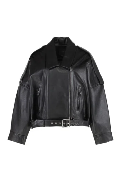 PINKO PINKO CONFINE LEATHER BIKER JACKET