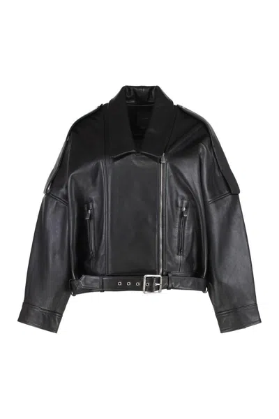 PINKO PINKO CONFINE LEATHER BIKER JACKET