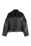 Pinko Confine Leather Biker Jacket In Black