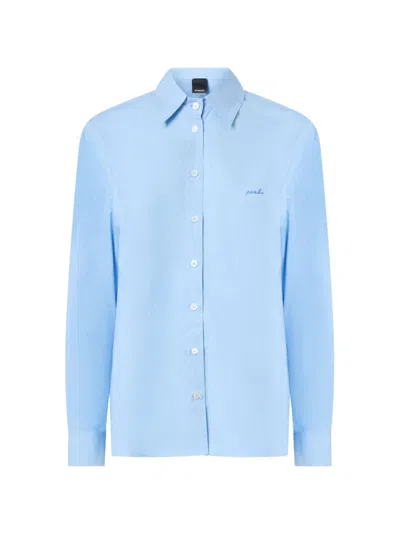 Pinko Connie Light Blue Shirt With Embroidered Logo On The Chest