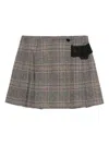 Pinko Beige Plaid Pleated Mini Skirt In Multi