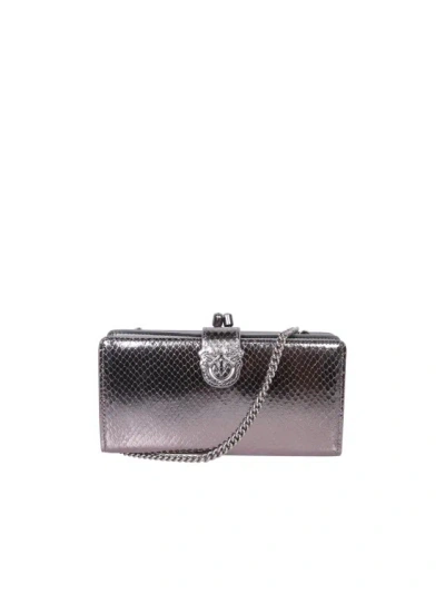 Pinko Continental Clutch With Chain In Silver