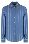Pinko Striped Shirt With Embroidered Collar And Long Sleeves