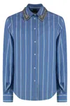 Pinko Striped Shirt With Embroidered Collar And Long Sleeves