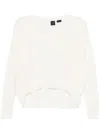 Pinko Cropped White Wool And Cashmere Sweater In White