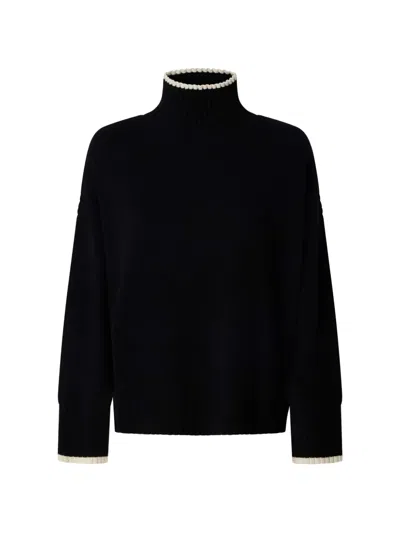 Pinko Contrast-trim Roll-neck Sweater In Black