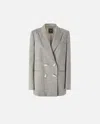 Pinko Cool Wool Blazer With Geometric Buttons In Beige Argile