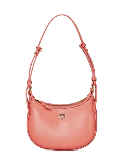 Pinko Coral Half-moon Silk-finish Leather Shoulder Bag
