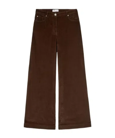 Pinko Corduroy Flared Trousers In Brown