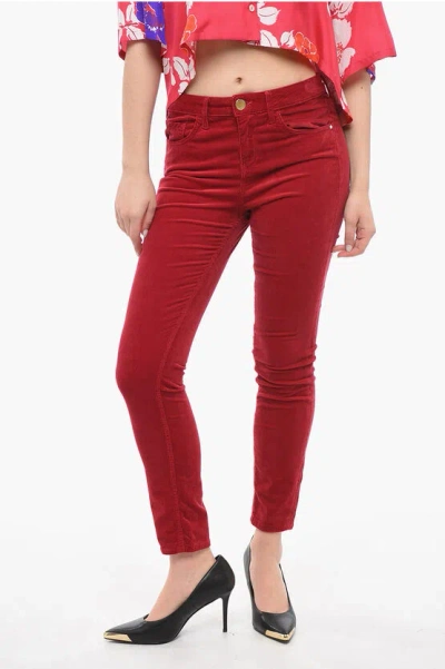 Pinko Corduroy Sandra Trousers With High Waist In Red