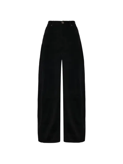 Pinko Corduroy Wide-leg Trousers In Black