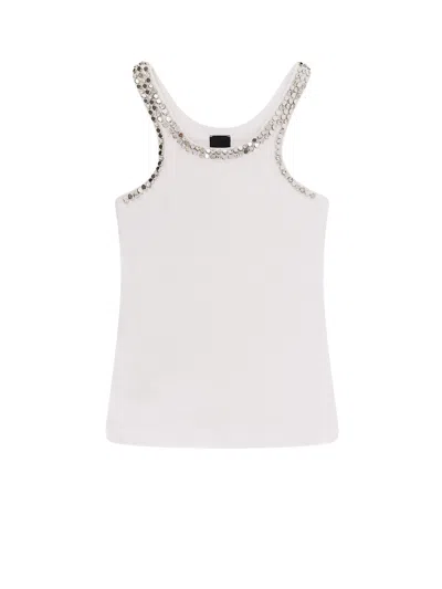 Pinko Coriandoli Cotton Tank Top In Neutral