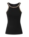 Pinko Vest Top With Shiny Embroidery In Limo Black