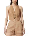Pinko Tailored Brown Vest With V-neckline And Button Detail