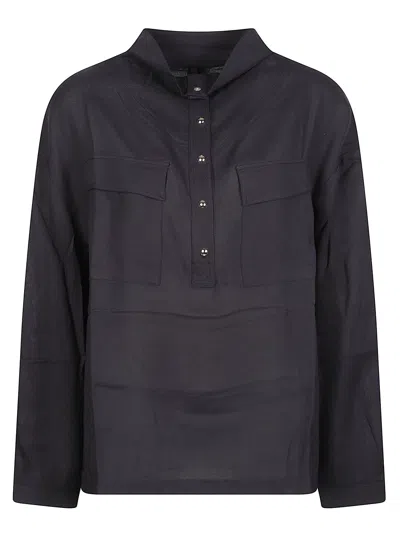 Pinko Corolle Long Sleeve Boxy Viscose Blouse In Blue