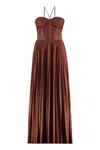 Pinko Pleated Maxi Dress With Spaghetti Straps