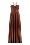 Pinko Pleated Maxi Dress With Spaghetti Straps
