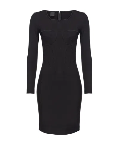Pinko Corset-style Long-sleeve Minidress In Black