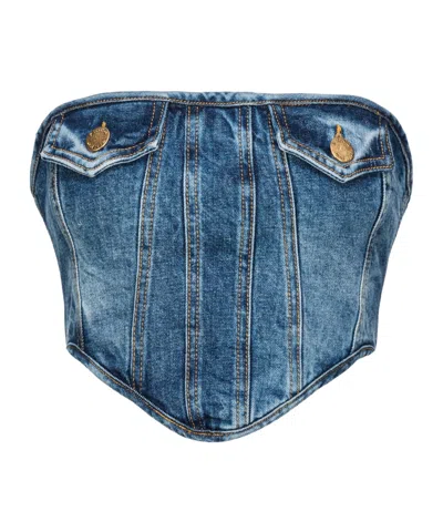 Pinko Top Mit Corsage In Blue
