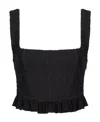Pinko Corset Tweed Cropped Top In Black