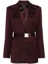 Pinko 'cortez' Bordeaux Jacket With Notched Revers And Removable Hood In Wool Blend Woman In Red