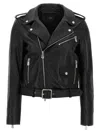 Pinko 'costa Rica' Black Biker Jacket In Leather Woman In Black