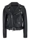 PINKO COSTA RICA BLACK BIKER JACKET IN LEATHER WOMAN