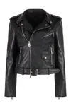 Pinko 'costa Rica' Black Biker Jacket In Leather Woman In Black