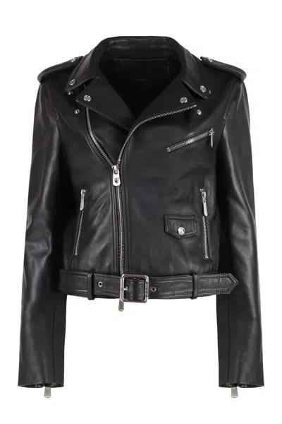 Pinko Costa Rica Leather Jacket In Black