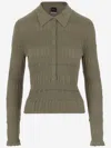 Pinko Cotton And Silk Polo Shirt In Green