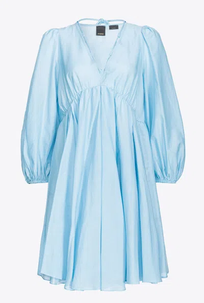 Pinko Cotton And Silk Voile Dress In Bleu Calme
