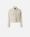 Pinko Textured Tweed Jacket With Golden Buttons In White
