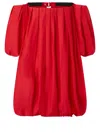 Pinko Red Off-shoulder Mini Dress