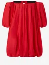 Pinko ‘bert' Red Dress With Exposed Shoulder Design And Removable Sleeves With Button In Red