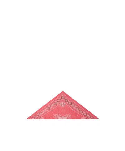 Pinko Cotton Bandana With Crystal Embroidery In Pink