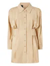 Pinko Short Shirt Dress In Habotai And Cotton In Nude