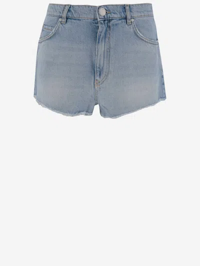 Pinko Blue Cotton Blend Denim Shorts