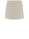 Pinko Wrap-style High-waisted Tweed Miniskirt With Gold-tone Buttons In White