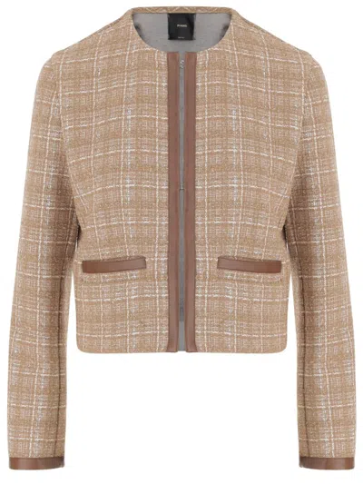 PINKO PINKO COTTON BLEND JACKET WITH CHECK PATTERN
