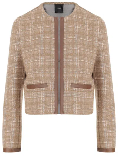 Pinko Cotton Blend Jacket With Check Pattern