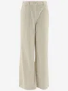 Pinko Cotton Blend Pants In Bianco Latte