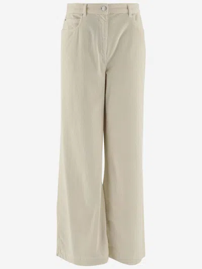 Pinko Cotton Blend Pants In Ivory